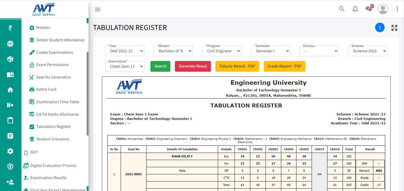 Autonomous college management system software for colleges and universities